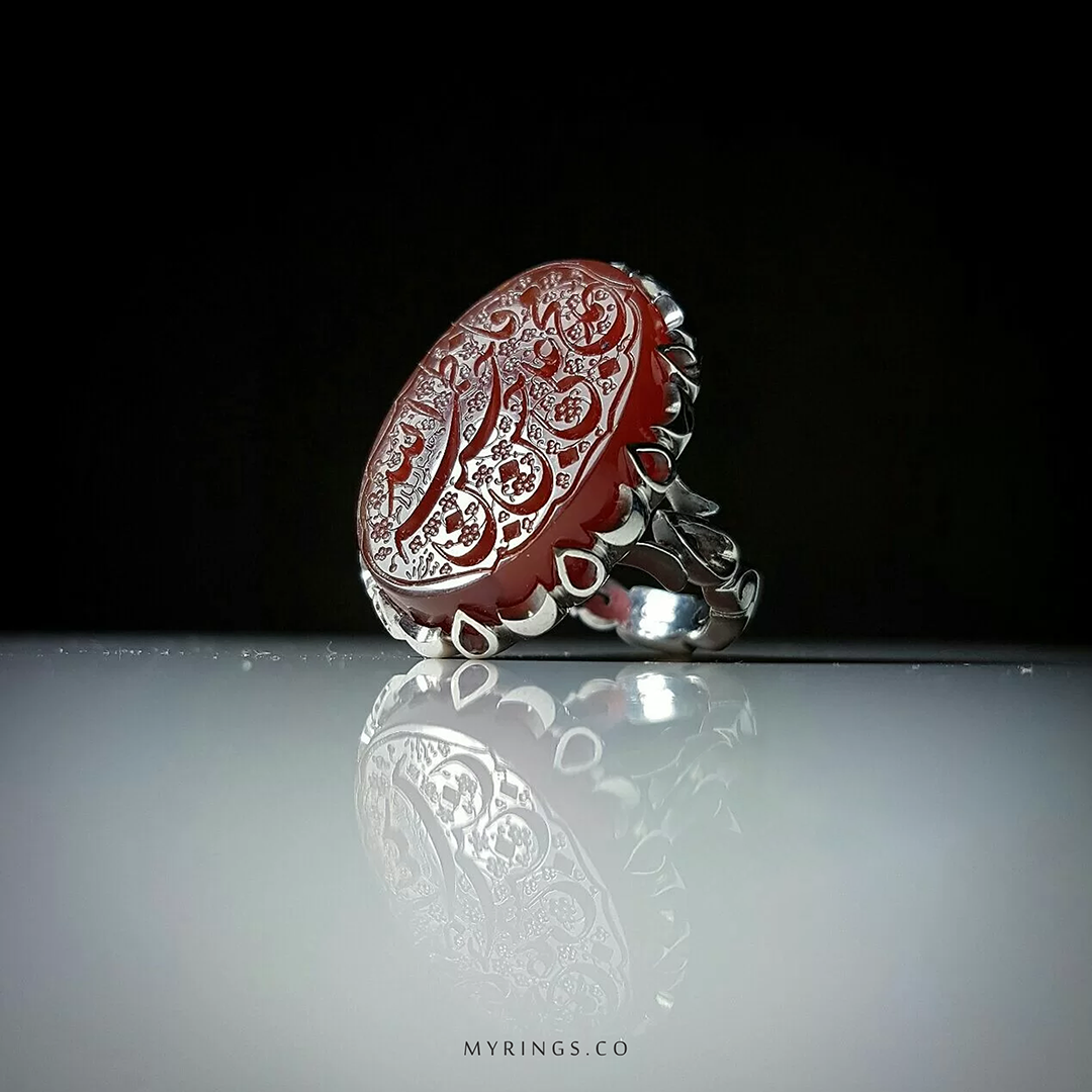 MR0013-Yemeni-AgateMy-Rings.Com1_ (2) Red-Brown Yemeni Agate with Handmade Silver Ring MR0013
