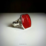 Natural Red Agate with Handmade Silver Ring MR0014