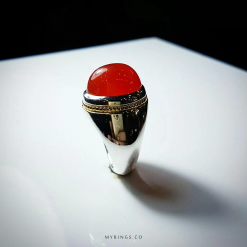 Red Yemeni Agate with Handmade Silver Ring MR0016