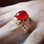 Red onyx with silver handmade stirrup MR0018