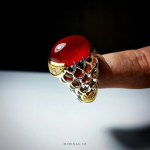Red onyx with silver handmade stirrup MR0018