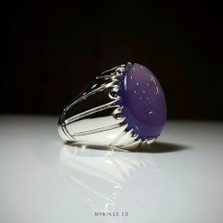 Yemeni purple agate with handmade silver stirrup MR0023