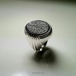 Handmade ring with black Yemenite agate MR0024