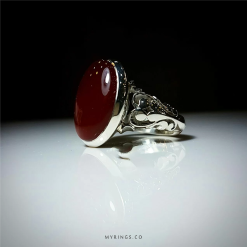 Yemeni red agate with handmade silver stirrup MR0028