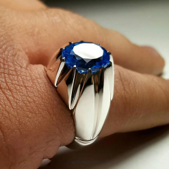Blue topaz ring with handmade silver bezel MR0030