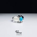 Original Neyshaburi Turquoise With Handmade Silver Ring