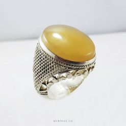Natural Yellow Agate with Handmade Silver Ring MR0056