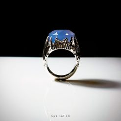 Blue Yemeni Aqiq with Handmade Silver Ring MR0057
