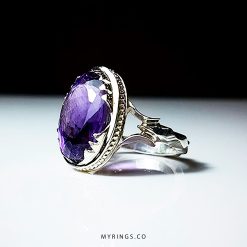 Natural Amethyst Stone With Silver Ring MR0093