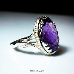 Natural Amethyst Stone With Silver Ring MR0093