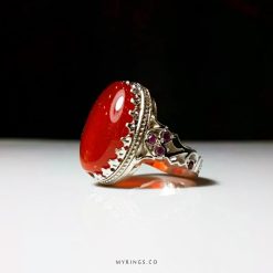 Handmade Silver 925 Ring With Original Red Yamani Aqeeq MR0122