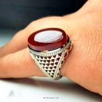 Handmade Silver 925 Ring With Red Yamani Aqeeq MR0128