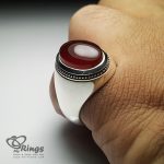 Classic Handmade Silver Ring And Red Yemeni Agate