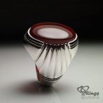 Handmade Silver Ring And red Yemeni Agate