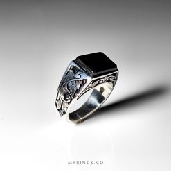 Hirz Imam Jawad Hirz with Turbah of Imam Hussain In Handmade Silver Ring And Black Yemeni Agate