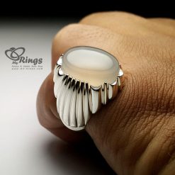 White Yemeni Aqeeq And Special Handmade Silver Frame