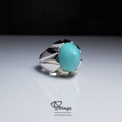 Blue Nishapur Firoza With Handmade Silver Frame