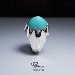 Blue Nishapur Firoza With Handmade Silver Frame