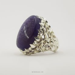 Exclusive Purple Yemeni Aqeeq On Men Silver Ring