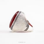 Exclusive Red Yemeni Aqeeq Men Handmade Silver Ring
