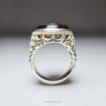 Hand Engraved Dark Red Yemeni Aqeeq Men Silver Ring