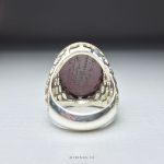 Hand Engraved Dark Red Yemeni Aqeeq Men Silver Ring