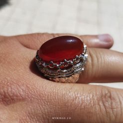 Luxury Handmade Silver Ring adorned with Natural Khorasani Agate