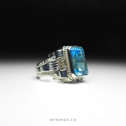 MR0350 Very Special Blue Topaz With Amazing Sterling Silver Ring
