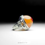 Rolex Design Men Sivler Ring With Amazing Orange Yemeni Aqeeq