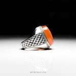 Special Sivler Ring With Very High Quality Yemeni Aqeeq MR0360