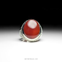 Red Yemeni Agate With Special Handmade Silver Ring MR0361