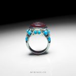 Unique Red Yemeni Aqeeq With Handmade Silver Ring
