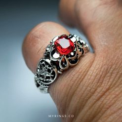 Elegant Handcrafted Sterling Silver Ring With Songea Ruby