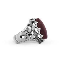 Special Handcrafted Sterling Silver Ring With Karazi Yemeni Agate MR0401