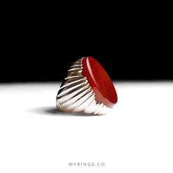 Handcrafted Silver Ring with Dark Red Yemeni Agate Stone MR0411