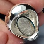 Handcrafted Sterling Silver Ring with Engraved Floral Design and Genuine Neyshabur Turquoise MR0436