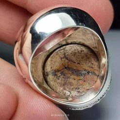 Handmade Sterling Silver Ring with Authentic Neyshabur Turquoise and Stunning Golden Veins