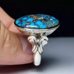 Elegant Handmade Sterling Silver Ring with Authentic Neyshabur Turquoise and Striking Black Veins