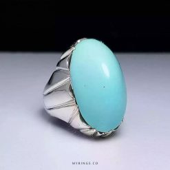 Handmade Silver Ring with Light Blue Nishapur Turquoise