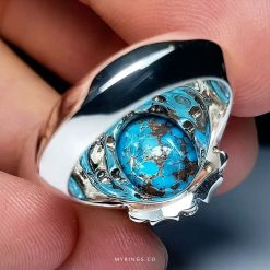 Handcrafted Silver Ring with Premium Shajar Turquoise