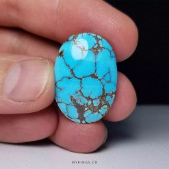 Exquisite Blue Nishapur Turquoise with Striking Black Veins - A Gemstone of Luxury