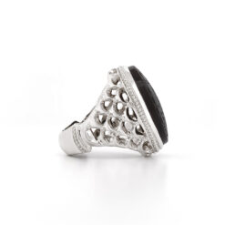 Luxurious Handmade Super Silver Ring with Rare Shafat Al Abd Yamani Agate Stone