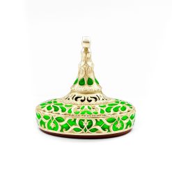 Ultra Luxury Brass Signet Stamp with Engraved Agate and Green Enamel Detailing R0504