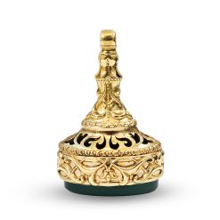 Classic Brass Signet Stamp with Engraved Natural Agate Stone R0498