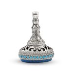 Sterling Silver Signet Stamp with Engraved Agate and Turquoise Accents R0499