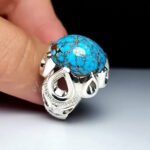 Luxury Handcrafted Silver Ring with Premium Nishapur Blue Turquoise